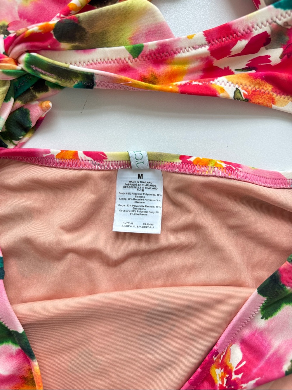 J. Crew Pink and Green Floral Bandeau Bikini Set - Picture 4 of 5